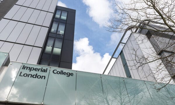 Front of Imperial College London showing sign