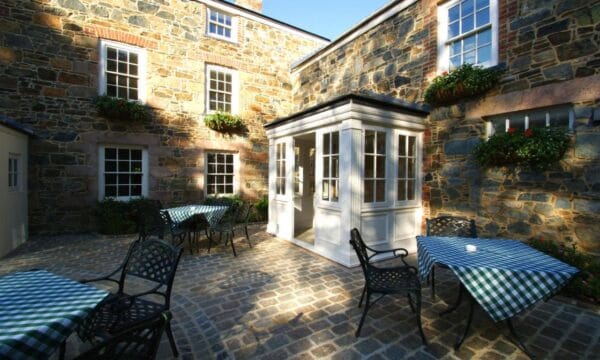 Outside courtyard of the Dixcart Hotel
