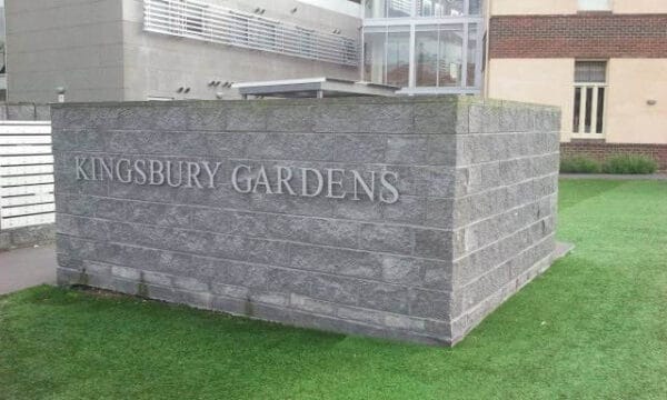 Outside sign on the gardens of Kingsbury Gardens